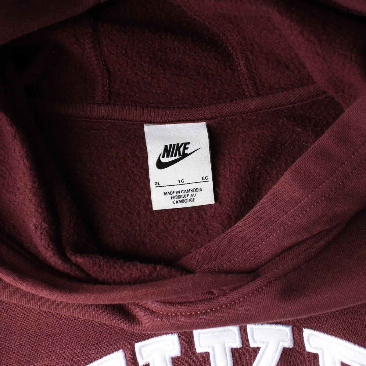 나이키 키즈 24FW 아치 로고 기모 후드티 후디 버건디 상세 이미지 3