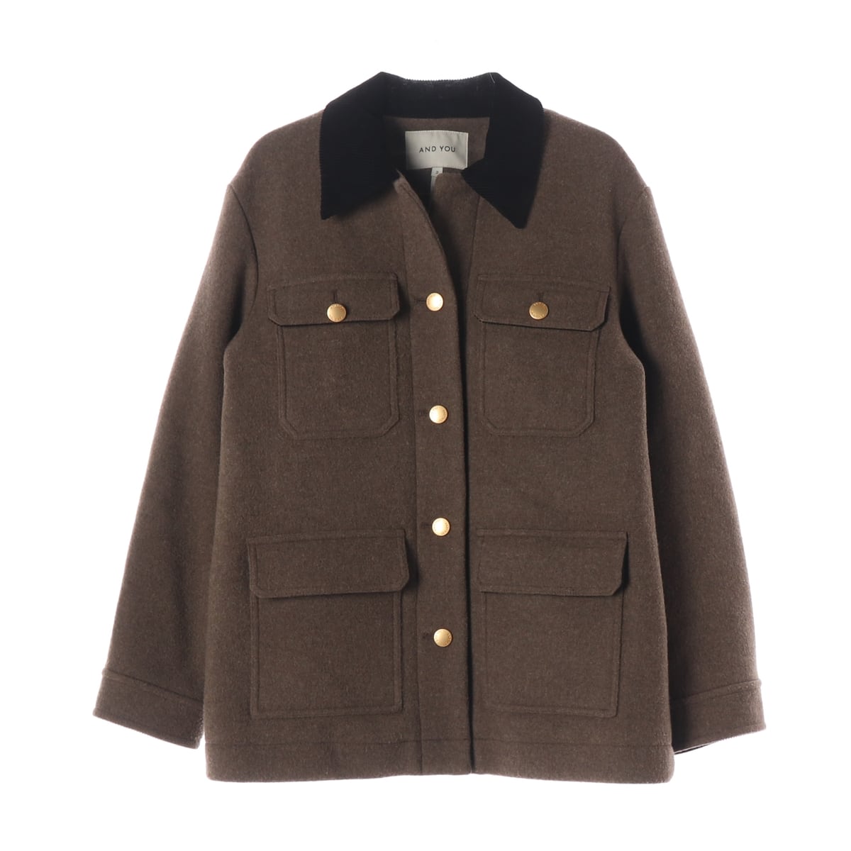 앤유 22FW 칼라 배색 울 블렌드 포켓 재킷 상세 이미지 1