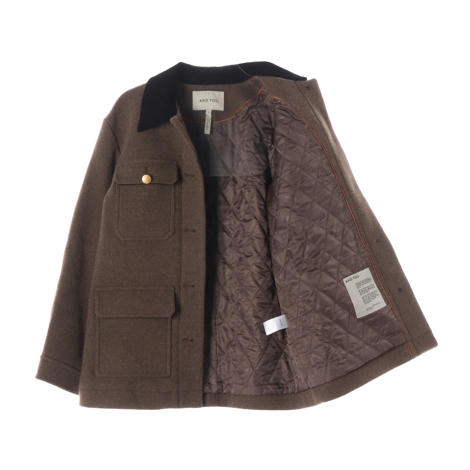 앤유 22FW 칼라 배색 울 블렌드 포켓 재킷 이미지 2