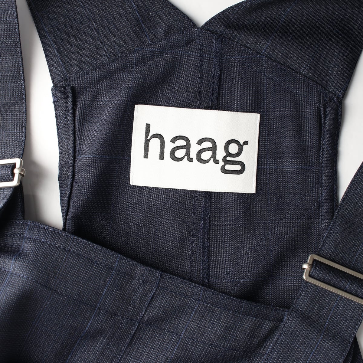 헤이그 haag 23SS 울 체크 오버롤 멜빵 롱 원피스 네이비 상세 이미지 3