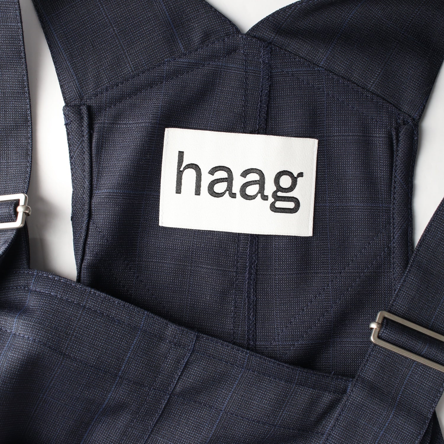 헤이그 haag 23SS 울 체크 오버롤 멜빵 롱 원피스 네이비 이미지 3