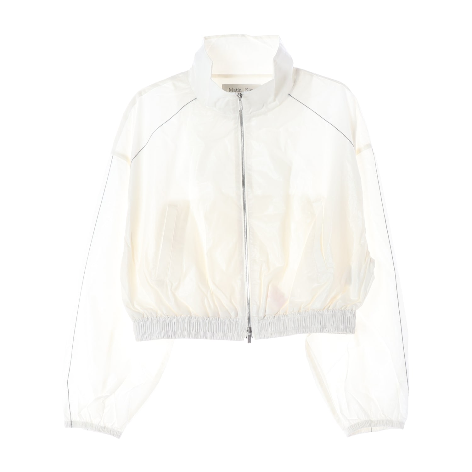 마뗑킴 24FW 코팅 크롭 로고 블루종 점퍼 아이보리 이미지 1