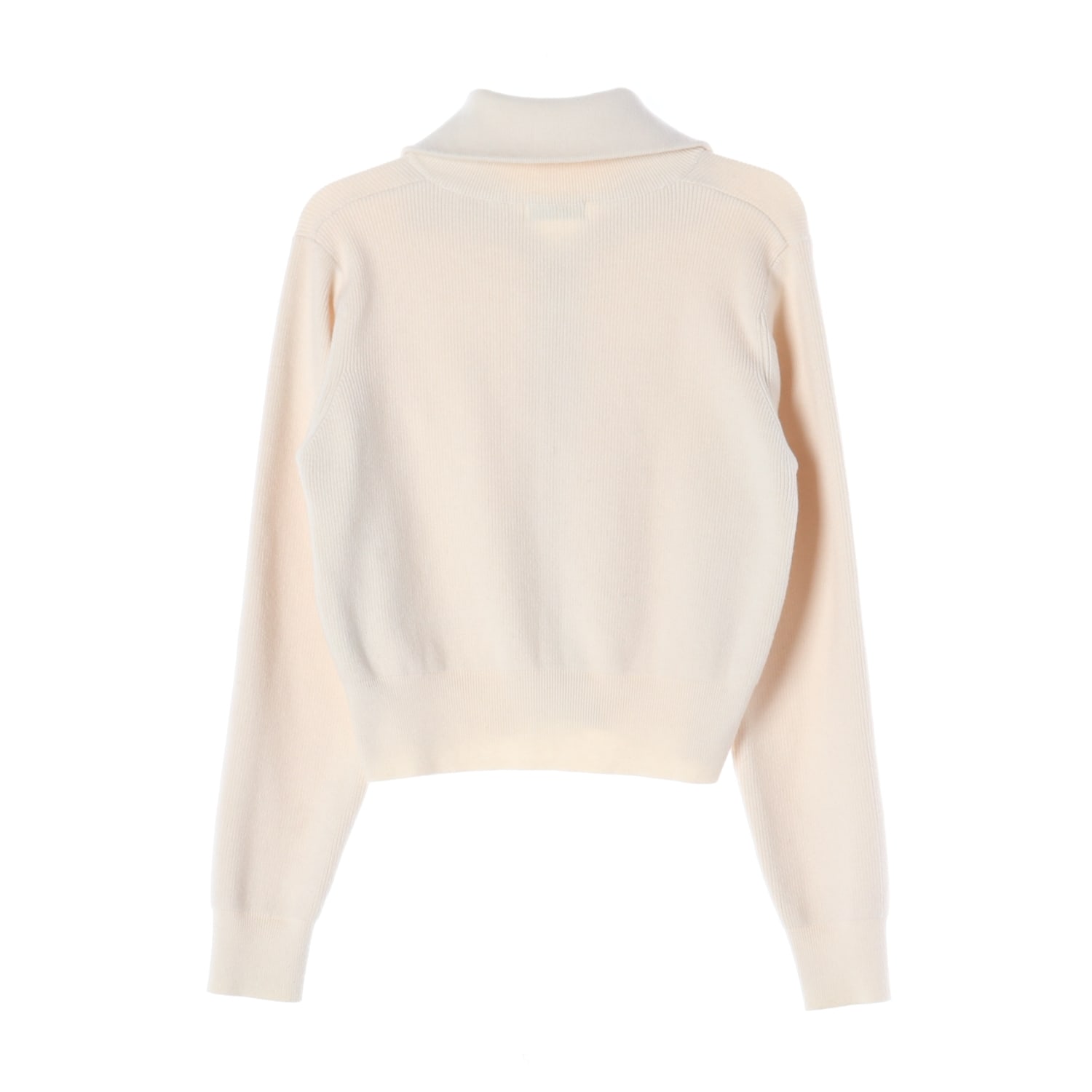 룩캐스트 22FW 리브 카라 니트 집업 가디건 아이보리 이미지 2