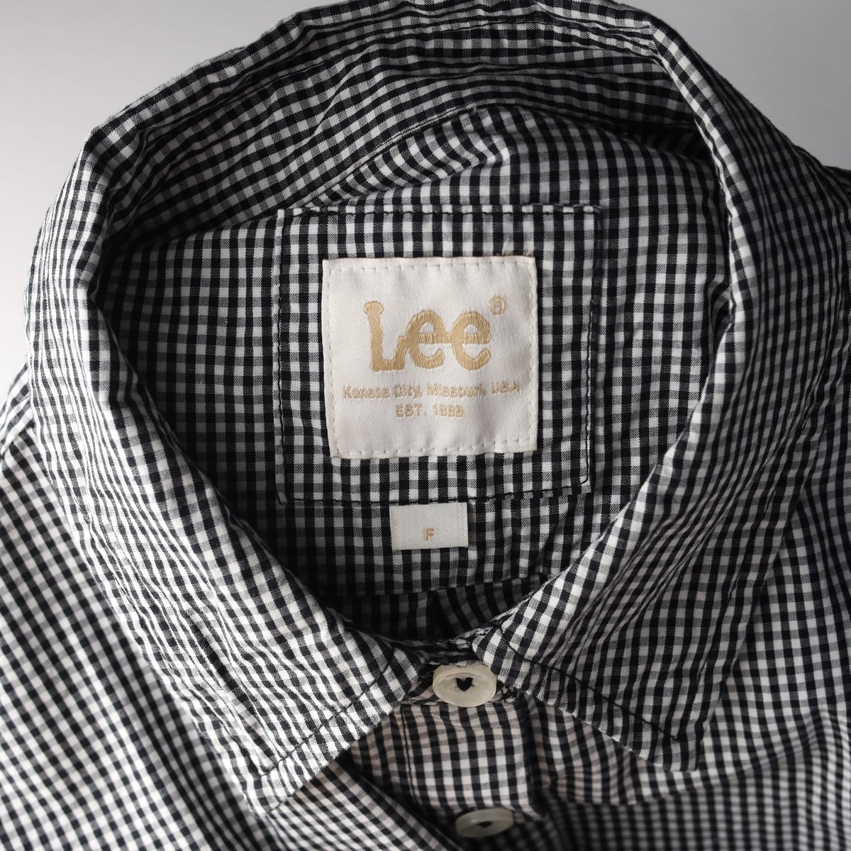 리 Lee 25SS 깅엄체크 우먼 오버핏 셔츠 원피스 블랙 상세 이미지 3