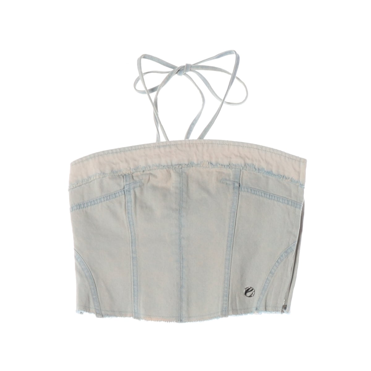 에트몽 24SS Denim Strap Top 데님 스트랩 탑 슬리브리스 라이트블루 상세 이미지 1