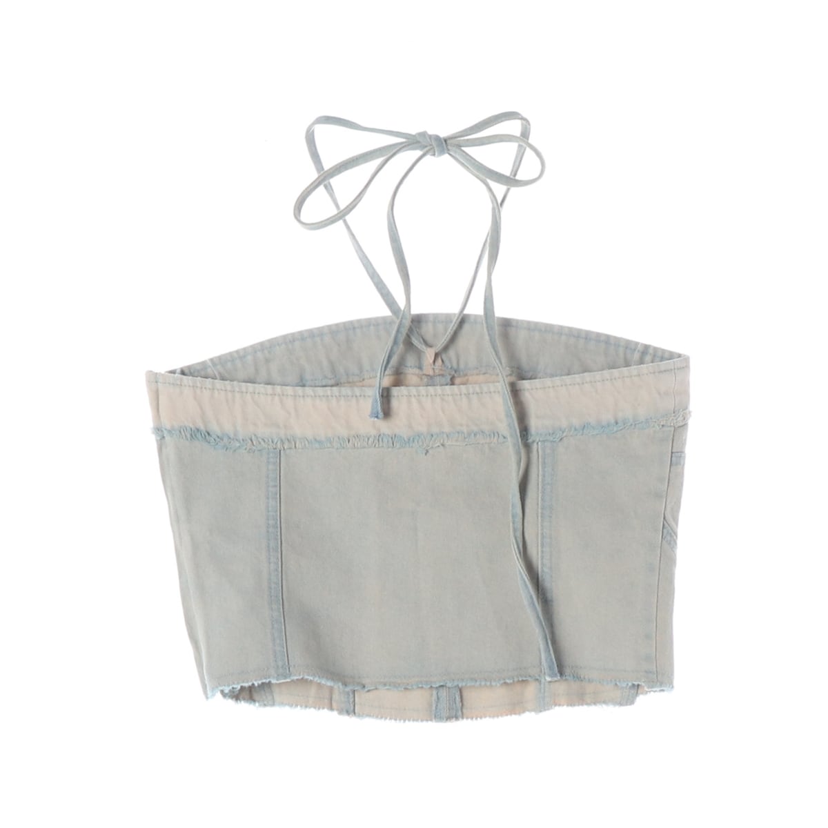 에트몽 24SS Denim Strap Top 데님 스트랩 탑 슬리브리스 라이트블루 상세 이미지 2