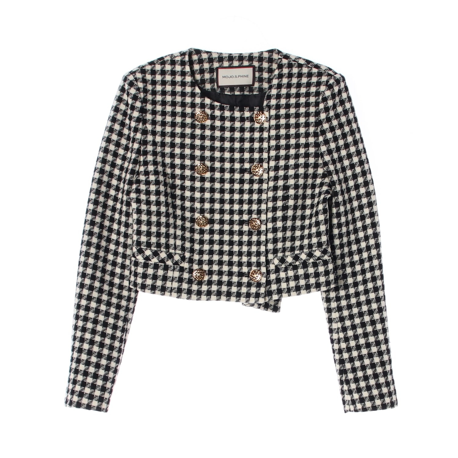모조에스핀 21FW 하운드투스 체크 울 블렌드 더블 크롭 트위드 재킷 이미지 1