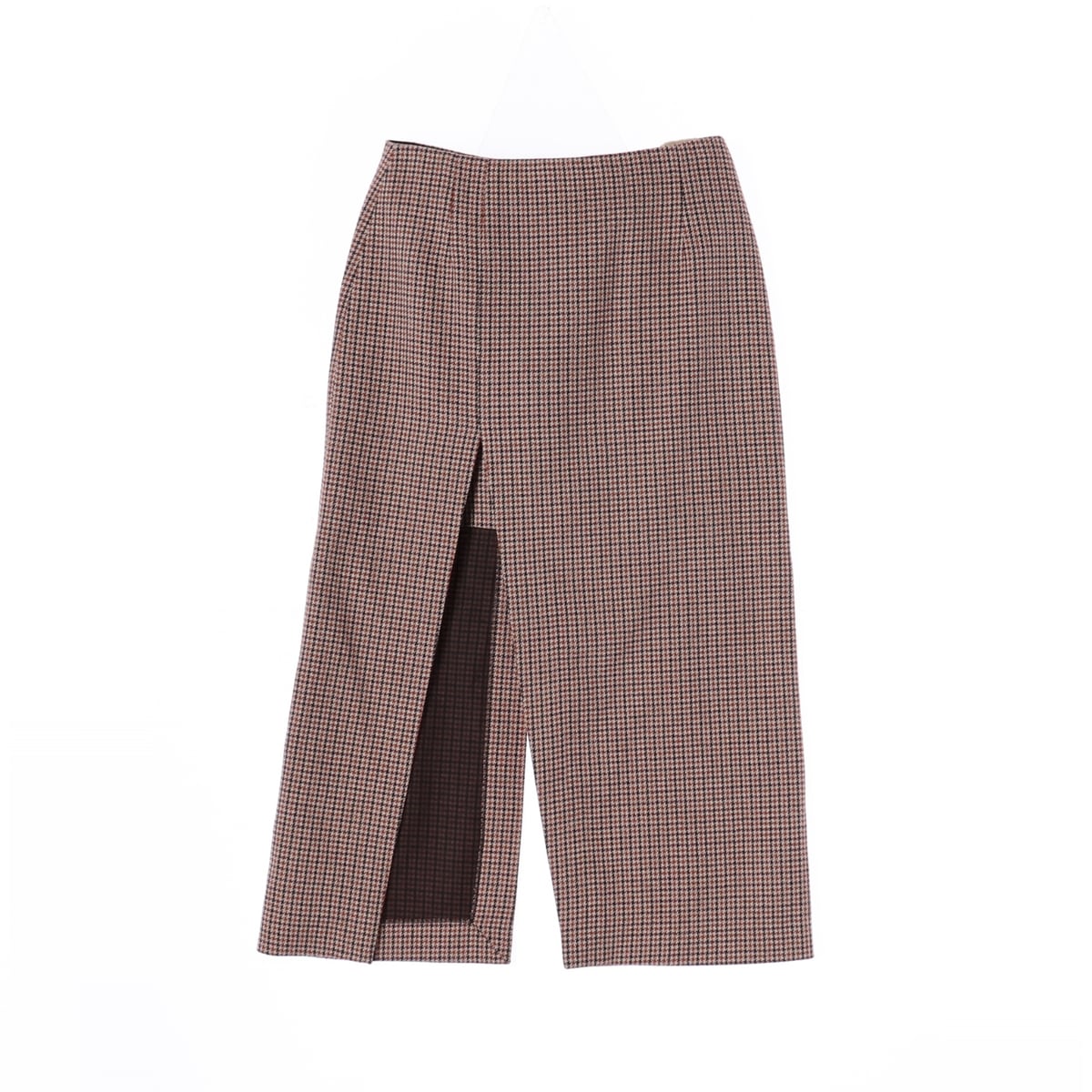 마쥬 22FW 하운드투스 체크 패턴 더블 슬릿 롱 스커트 상세 이미지 1