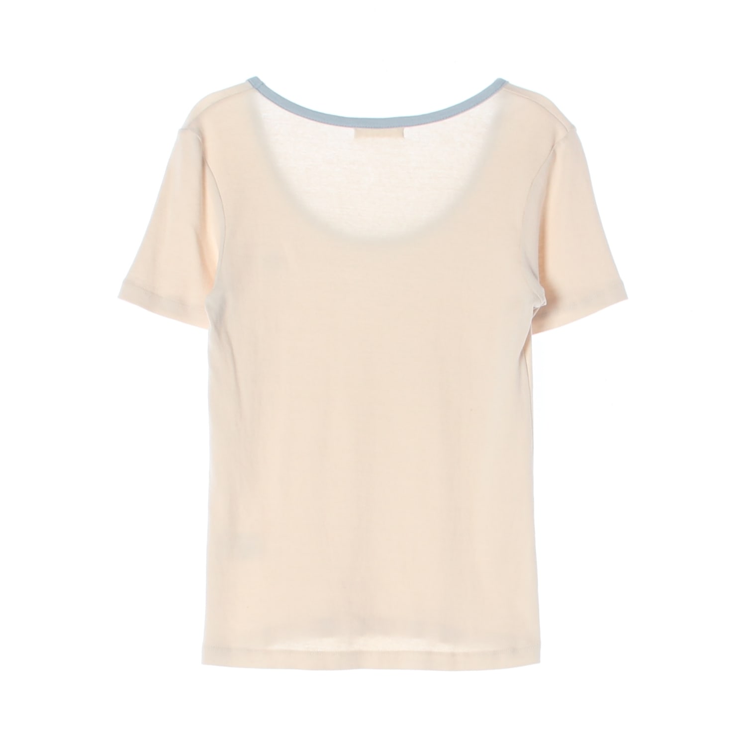 그로브 로고 자수 배색 스쿱넥 반팔 티셔츠 크림 스카이블루  이미지 2