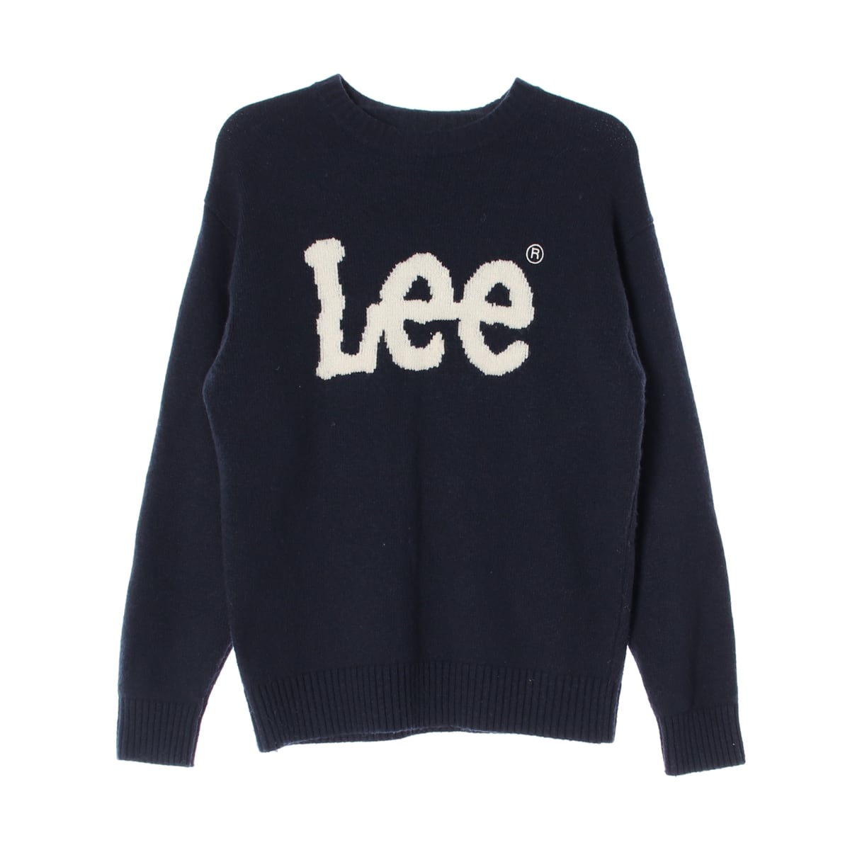 리 Lee 24FW 빅 로고 자수 울 니트 스웨터 네이비 상세 이미지 1