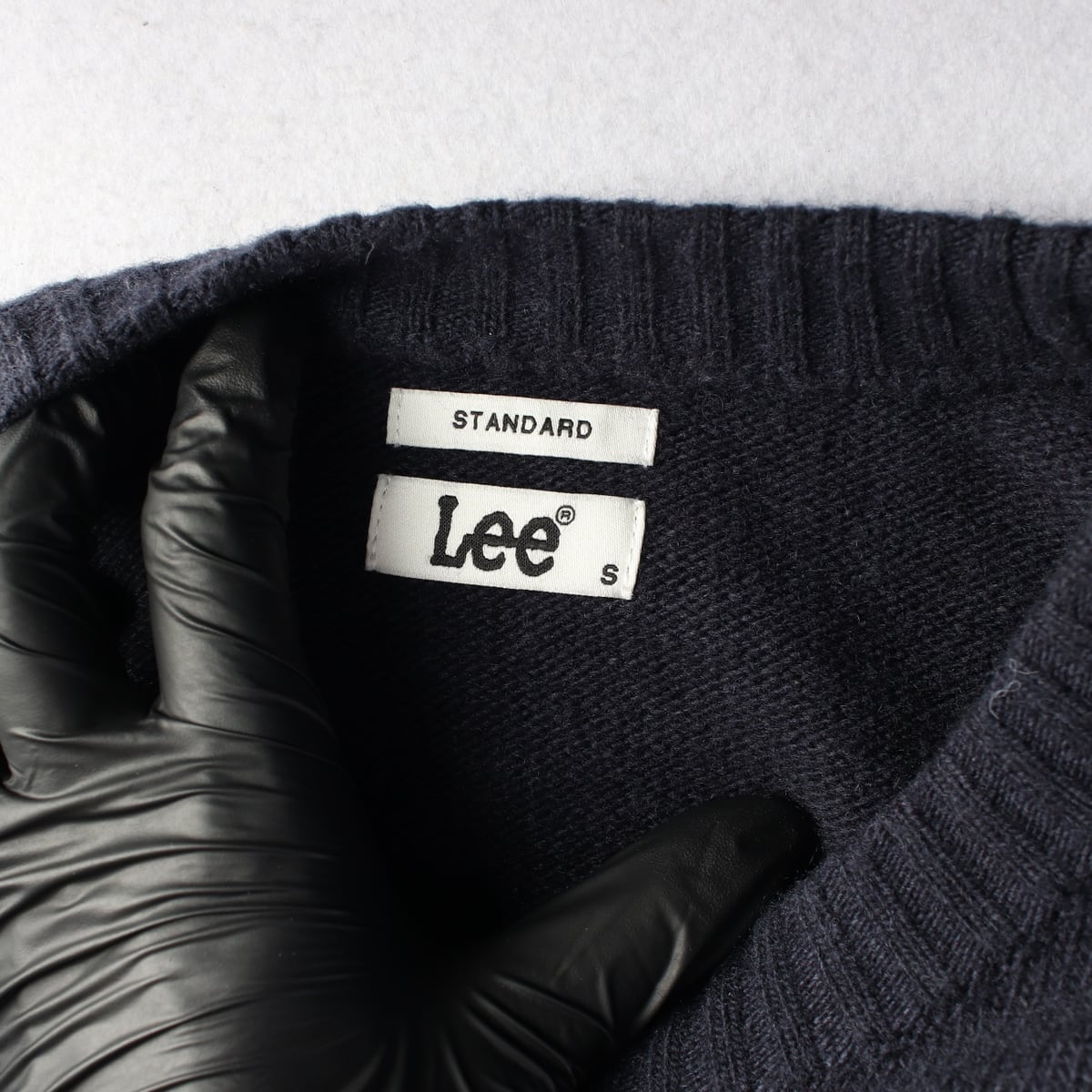 리 Lee 24FW 빅 로고 자수 울 니트 스웨터 네이비 상세 이미지 3