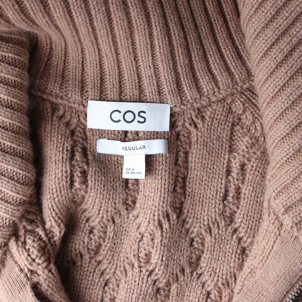 코스 22FW M 케이블 하이넥 집업 울 니트 조끼 베스트 상세 이미지 3