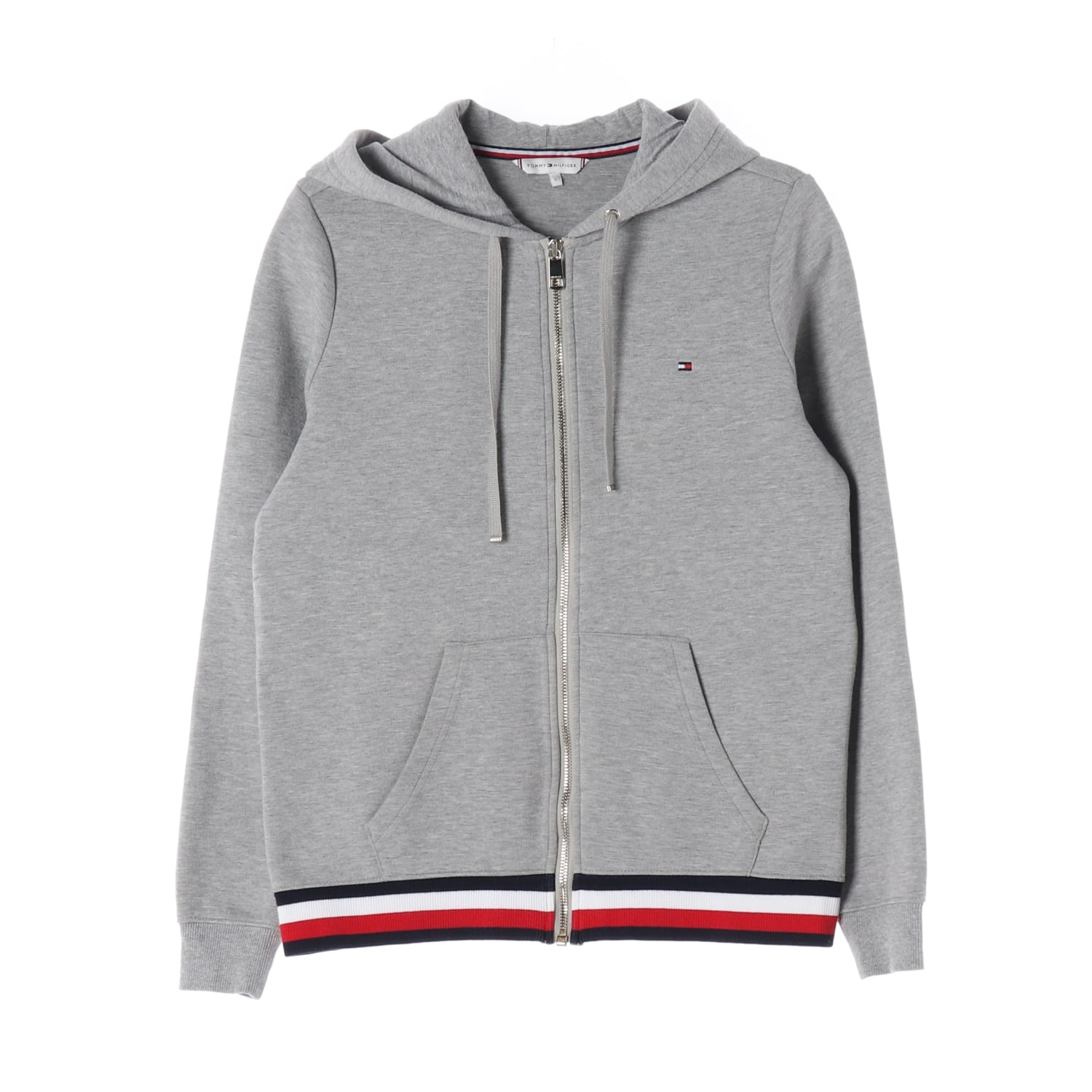 타미힐피거 스몰 로고 배색 시보리 후드집업 멜란지그레이  이미지 1