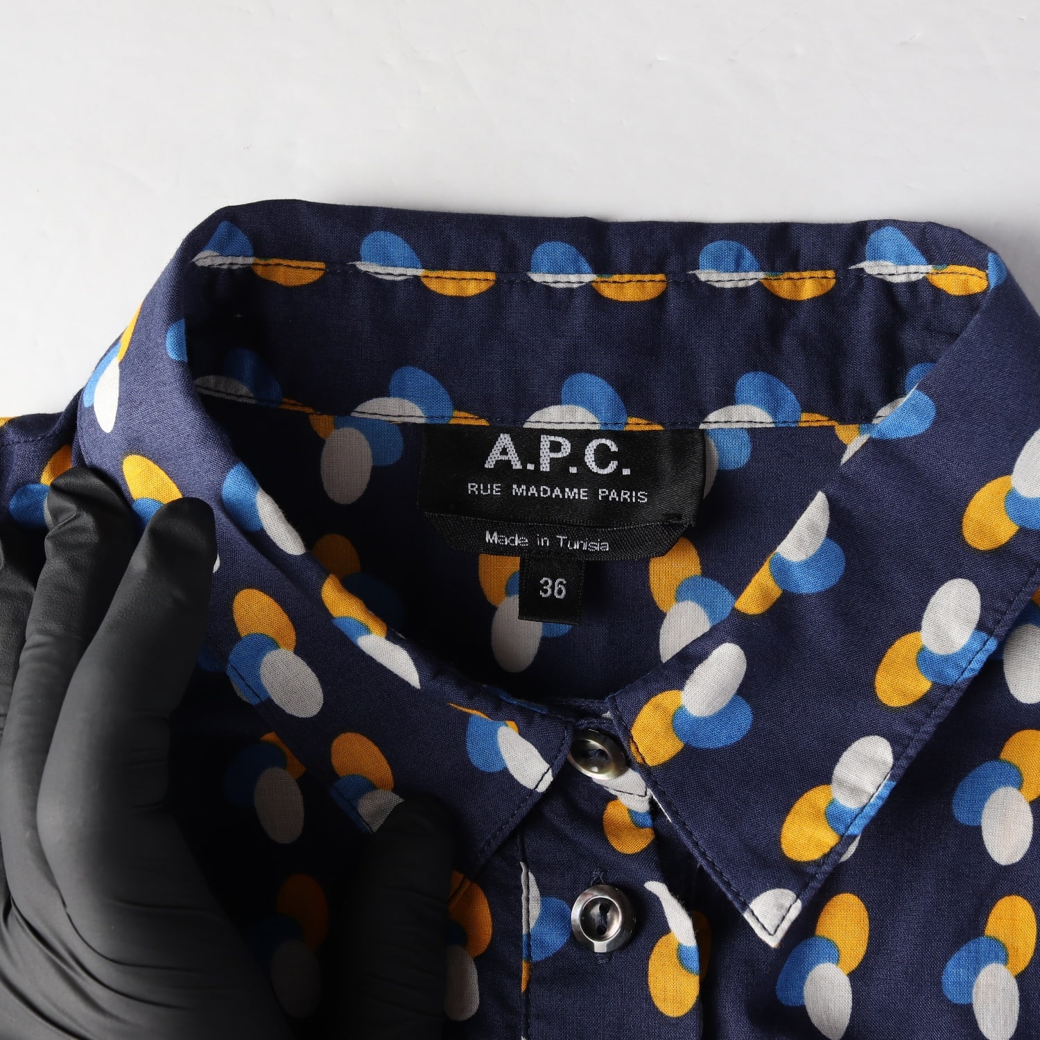 아페쎄 APC 패턴 프린트 러플 소매 코튼 셔츠 블라우스 셋업 이미지 3