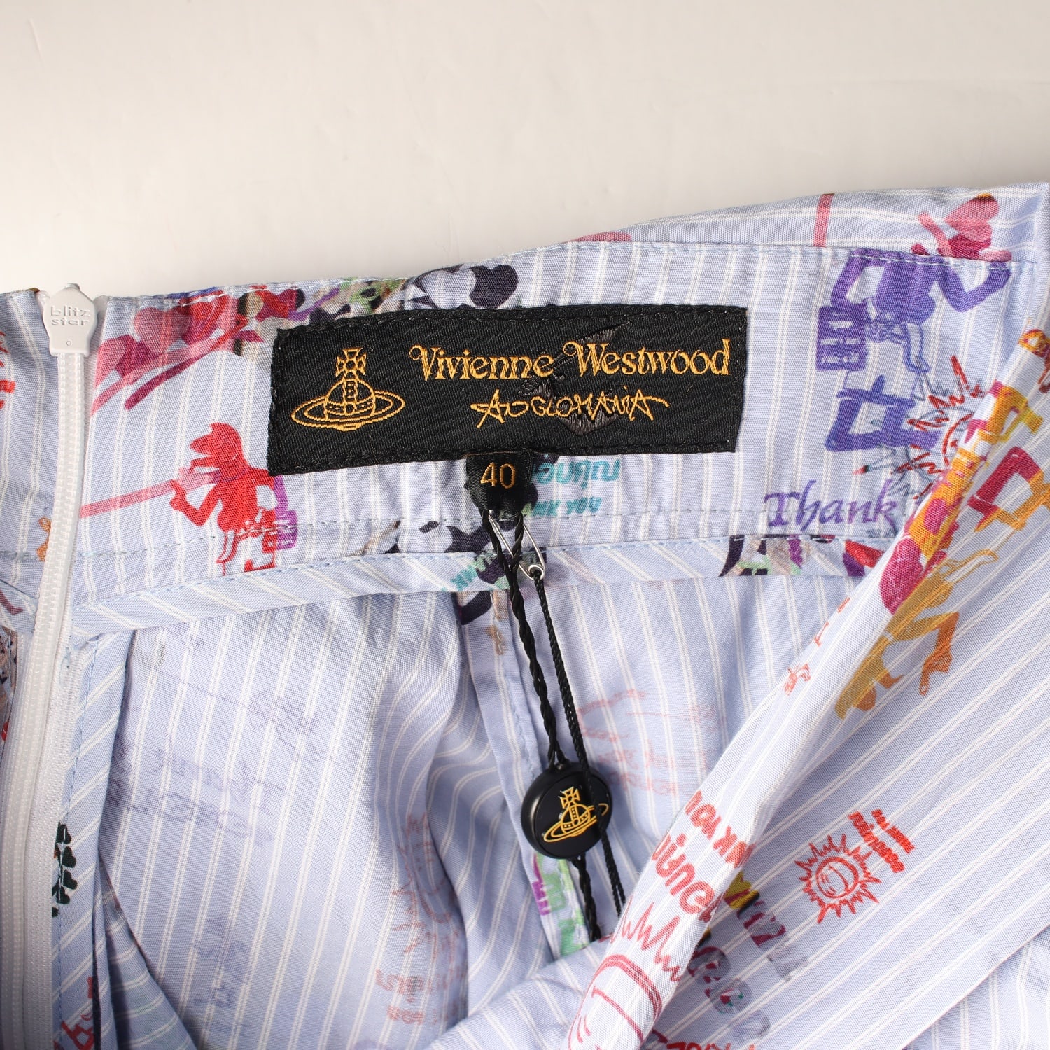 (새상품) 비비안웨스트우드 템퍼런스 그래피티 프린트 드레이프 코튼 롱 스커트 이미지 3
