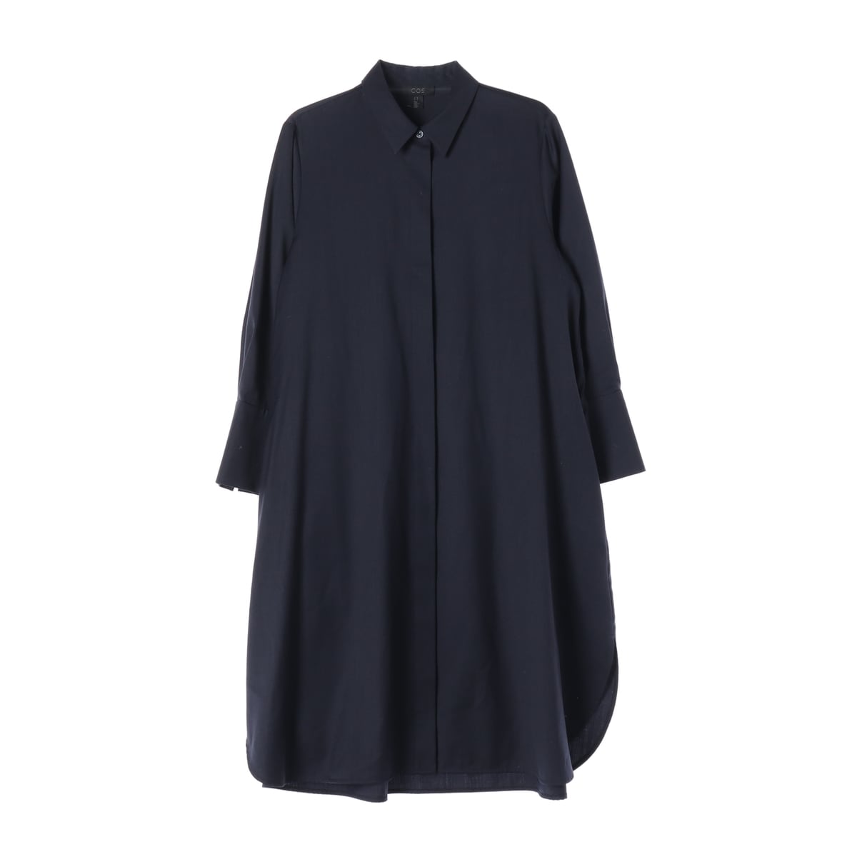 코스 21FW 울 블렌드 오버핏 셔츠 롱 원피스 네이비 상세 이미지 1