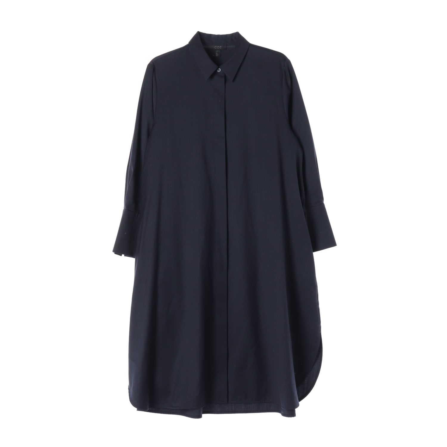 코스 21FW 울 블렌드 오버핏 셔츠 롱 원피스 네이비 이미지 1