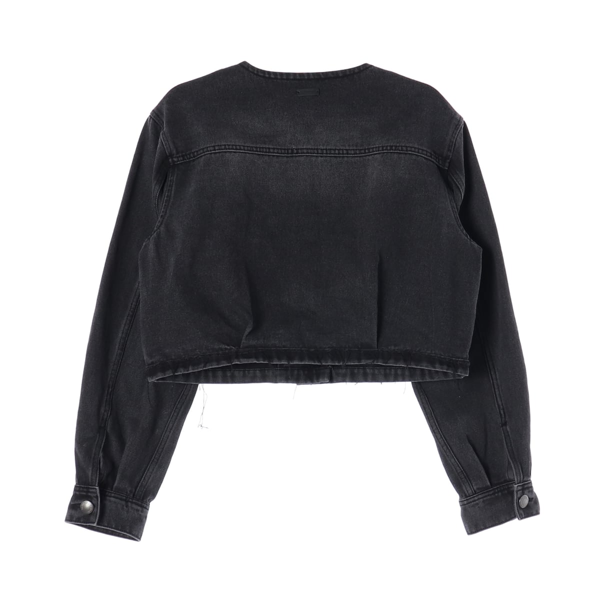 커버낫 24FW 크롭 카라리스 데님 자켓 재킷 블랙 상세 이미지 2