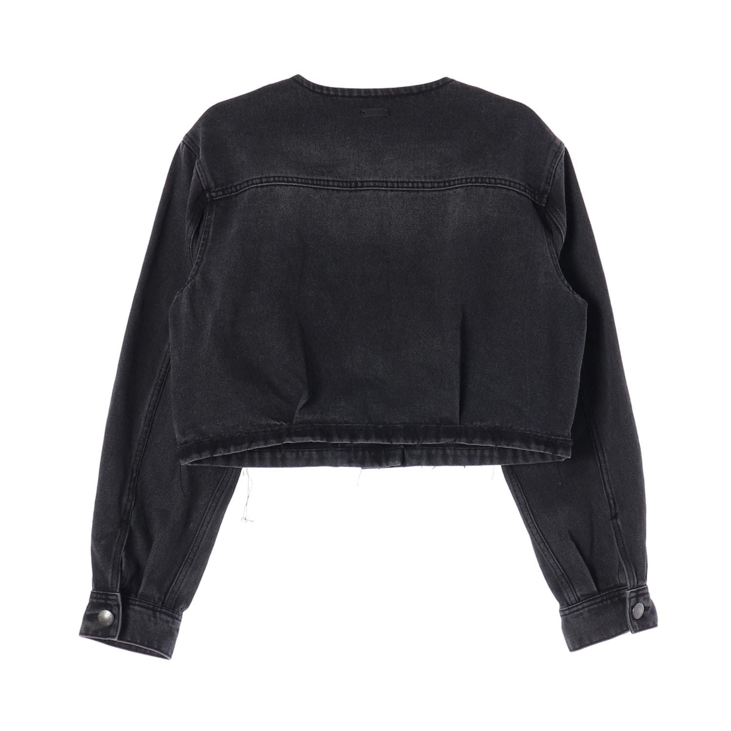 커버낫 24FW 크롭 카라리스 데님 자켓 재킷 블랙 이미지 2