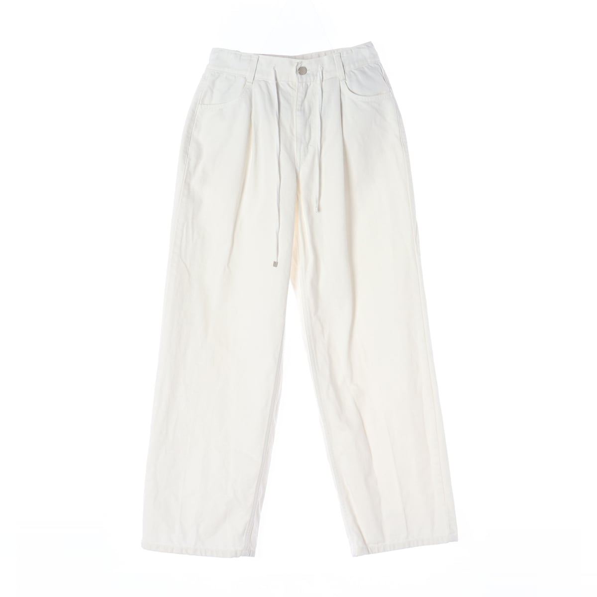 유라고 25SS 코튼 턱 와이드 밴딩 팬츠 화이트 데님 진 상세 이미지 1
