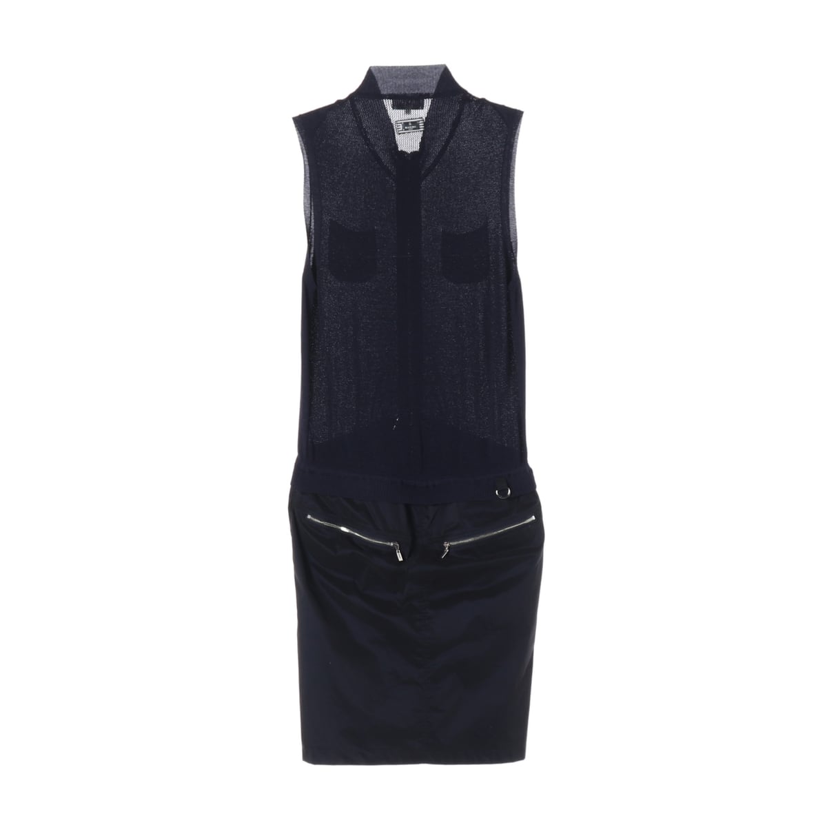랑방 슬리브리스 니트 배색 집업 롱 원피스 상세 이미지 2