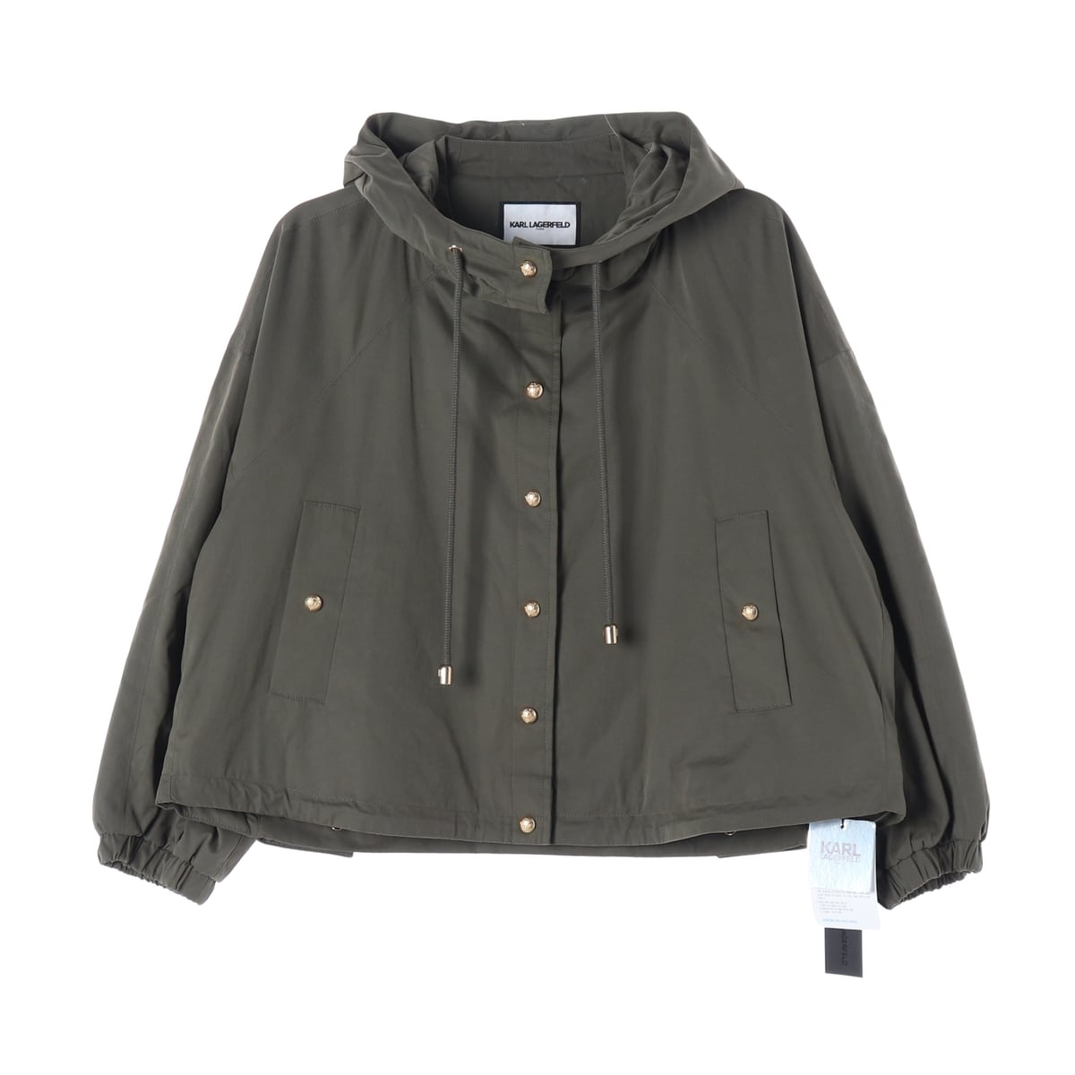 (새상품) 칼 라거펠트 23FW 후드 드로우스트링 바람막이 재킷 카키 상세 이미지 1