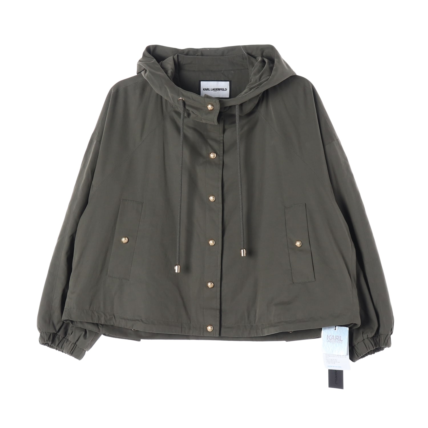 (새상품) 칼 라거펠트 23FW 후드 드로우스트링 바람막이 재킷 카키 이미지 1