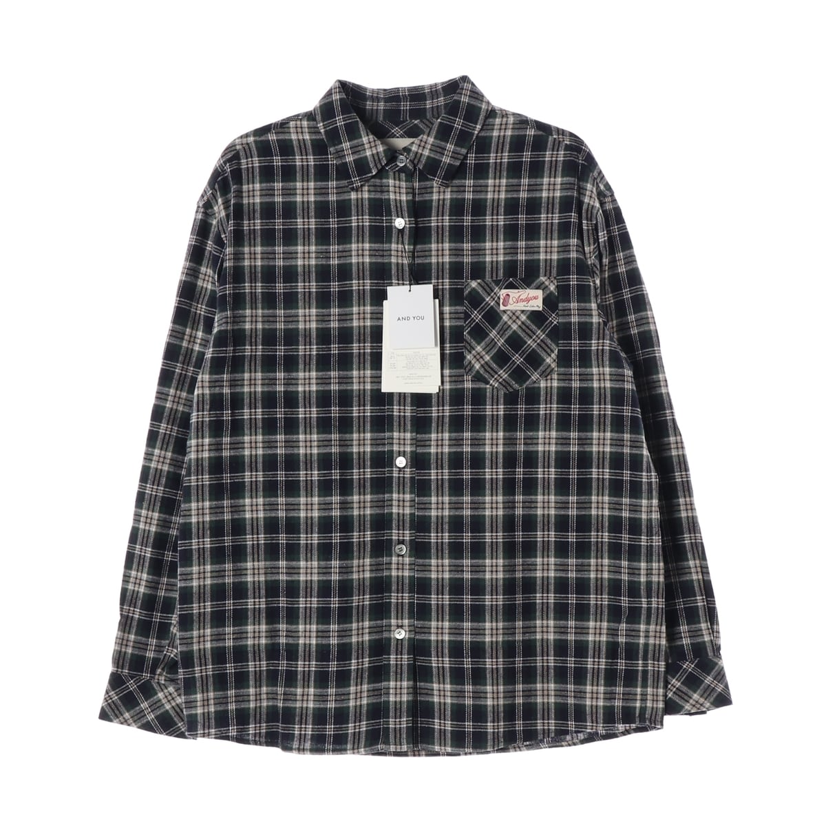 (새상품) 앤유 24FW 칼스버그 루즈핏 체크 셔츠 그린 상세 이미지 1