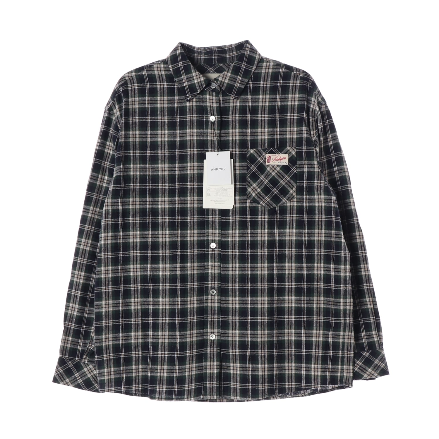 (새상품) 앤유 24FW 칼스버그 루즈핏 체크 셔츠 그린 이미지 1