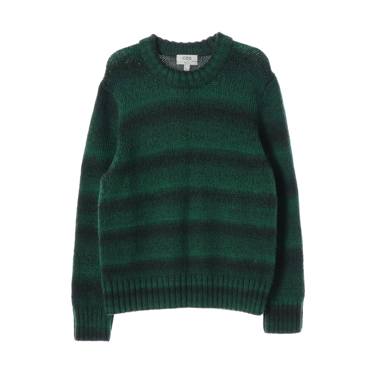 코스 22FW 스트라이프 패턴 울 레귤러핏 니트 스웨터 그린 상세 이미지 1