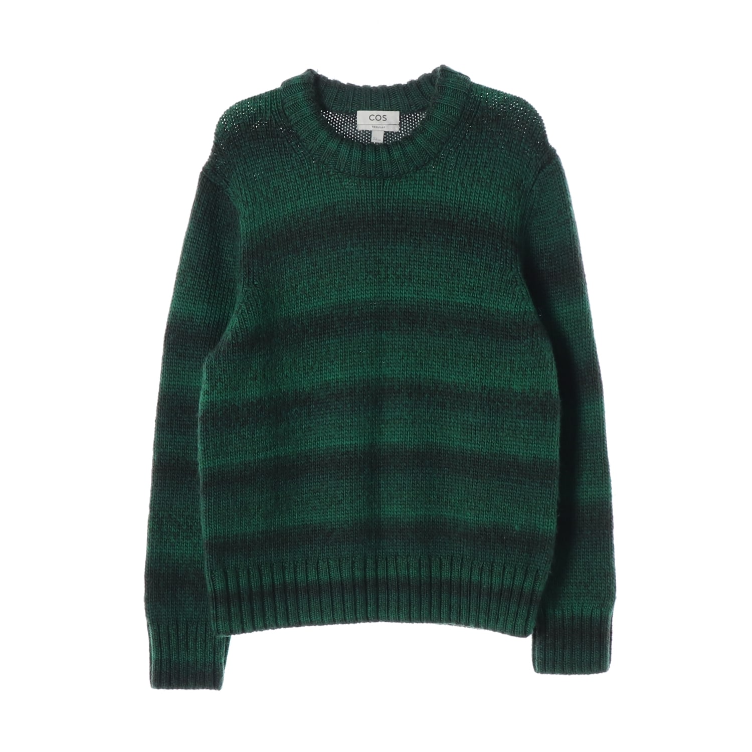 코스 22FW 스트라이프 패턴 울 레귤러핏 니트 스웨터 그린 이미지 1