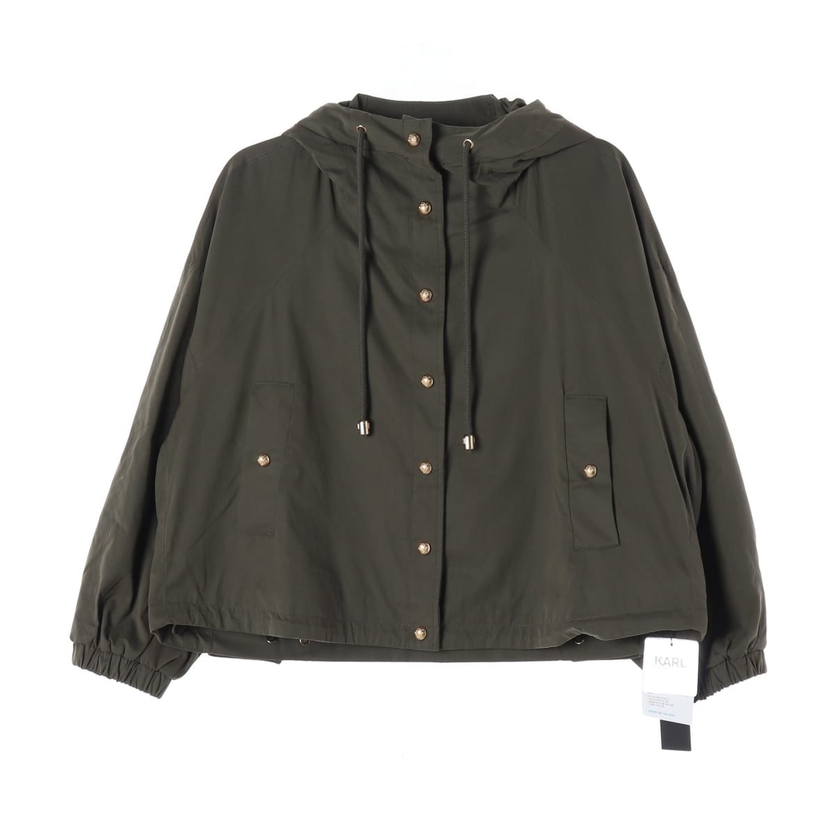 (새상품) 칼 라거펠트 23FW 오버핏 후드 바람막이 재킷 카키 상세 이미지 1