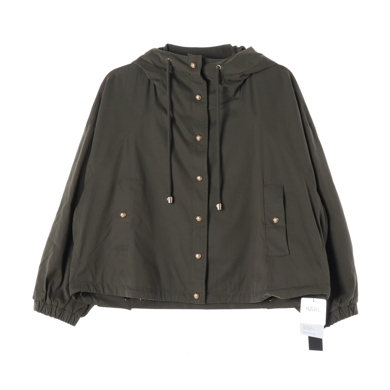 (새상품) 칼 라거펠트 23FW 오버핏 후드 바람막이 재킷 점퍼 카키 이미지 1
