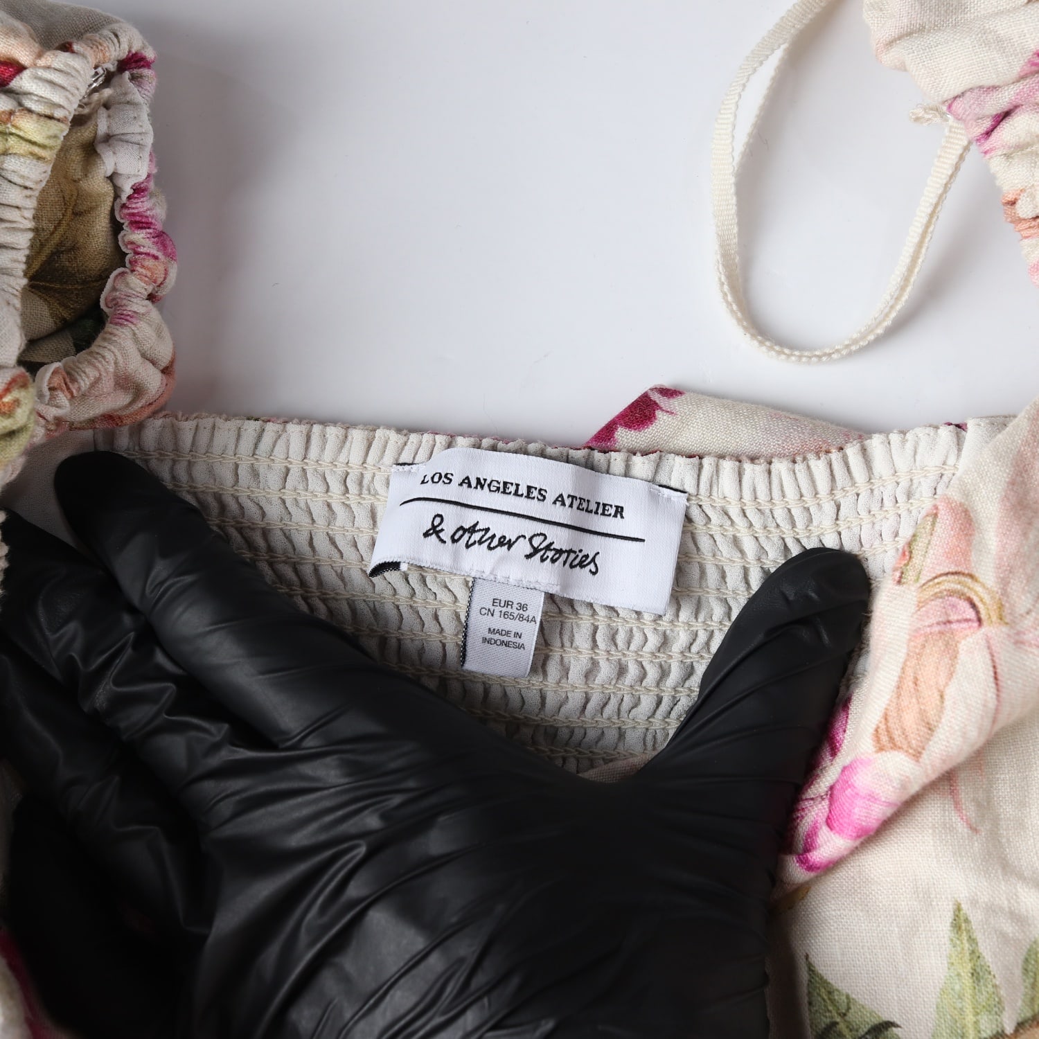앤아더스토리즈 플로럴 패턴 퍼프 소매 린넨 롱 원피스 이미지 3