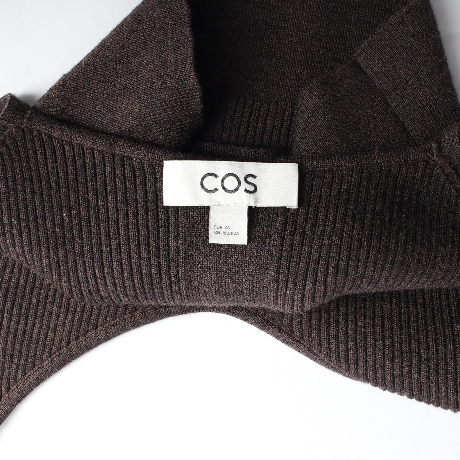 코스 22FW 울 블렌드 골지 슬리브리스 니트 탑 브라운 이미지 3
