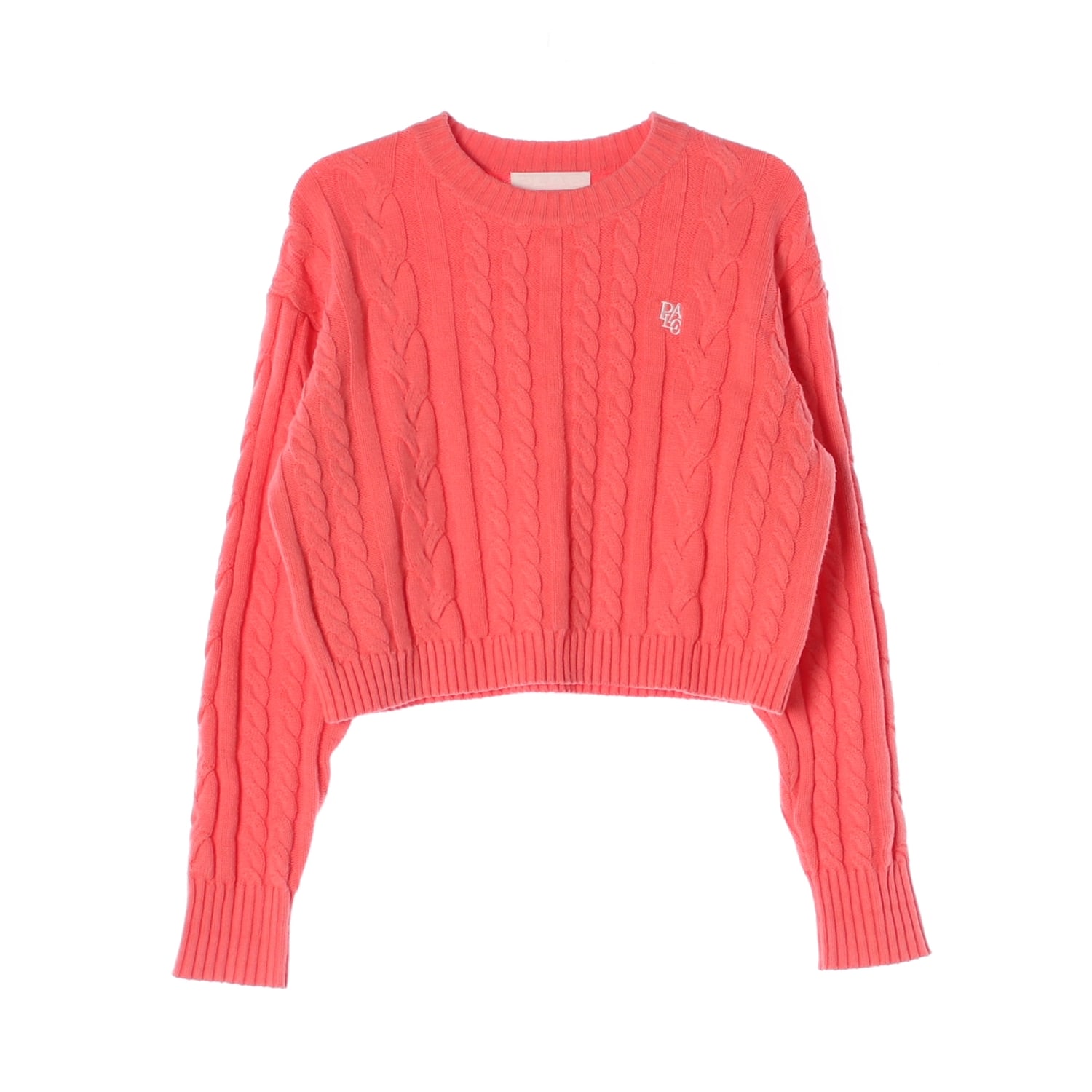 플랙 22FW 케이블 라운드넥 코튼 니트 스웨터 핑크 이미지 1