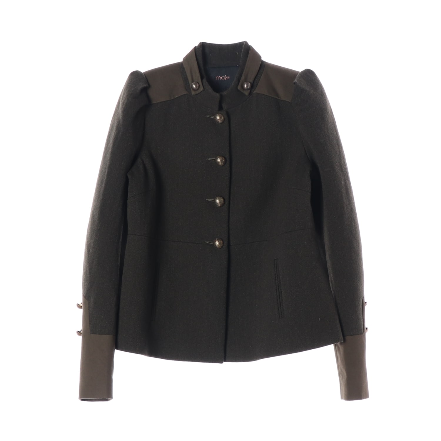 마쥬 울 블렌드 퍼프 숄더 배색 재킷 이미지 1