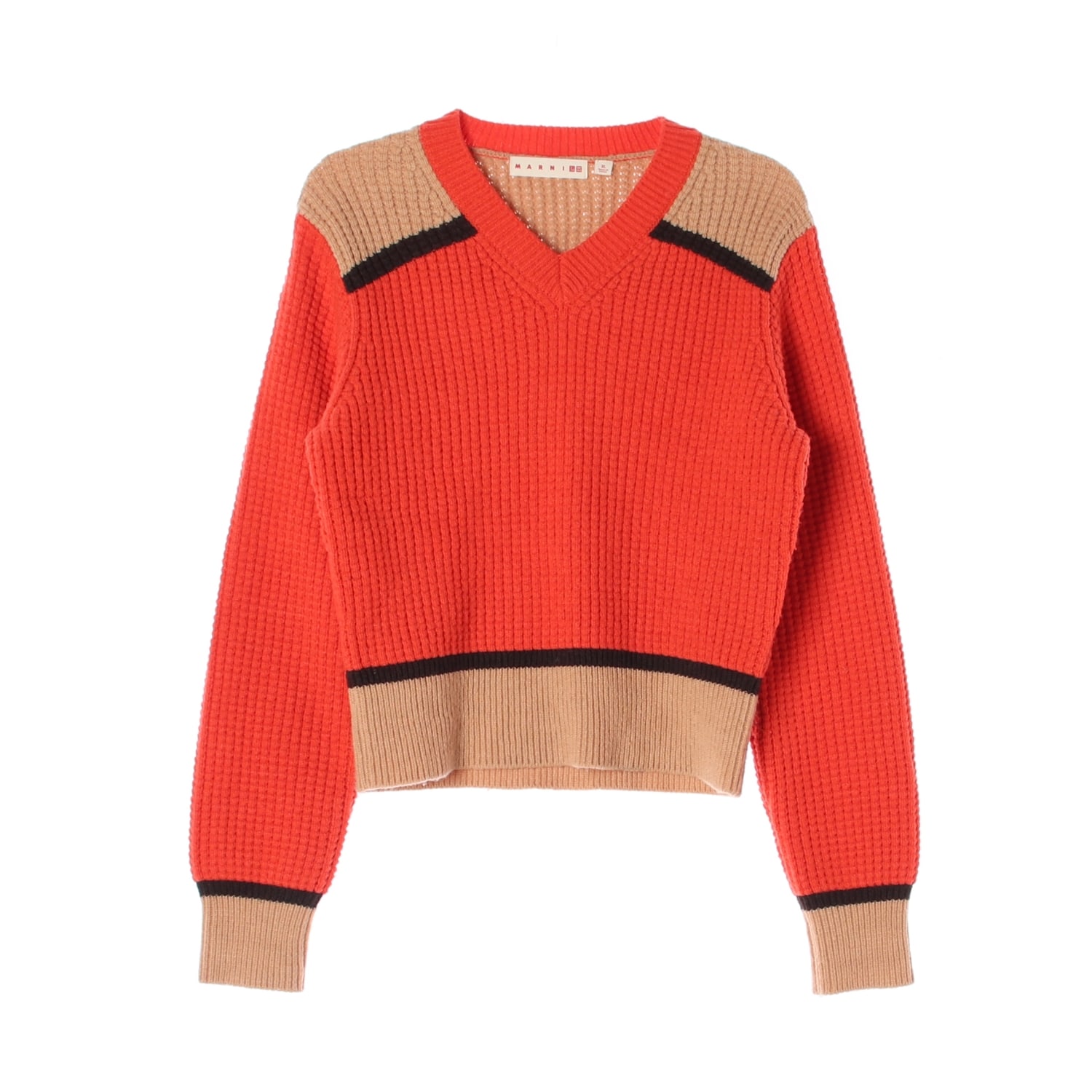 유니클로 x 마르니 22FW V넥 컬러블록 크롭 니트 스웨터 이미지 1