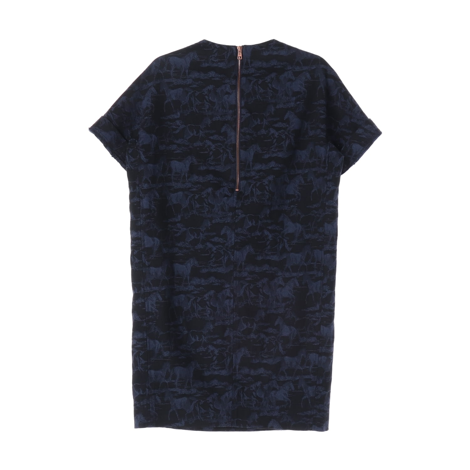 씨바이끌로에 홀스 패턴 자카드 반팔 숏 원피스 이미지 2