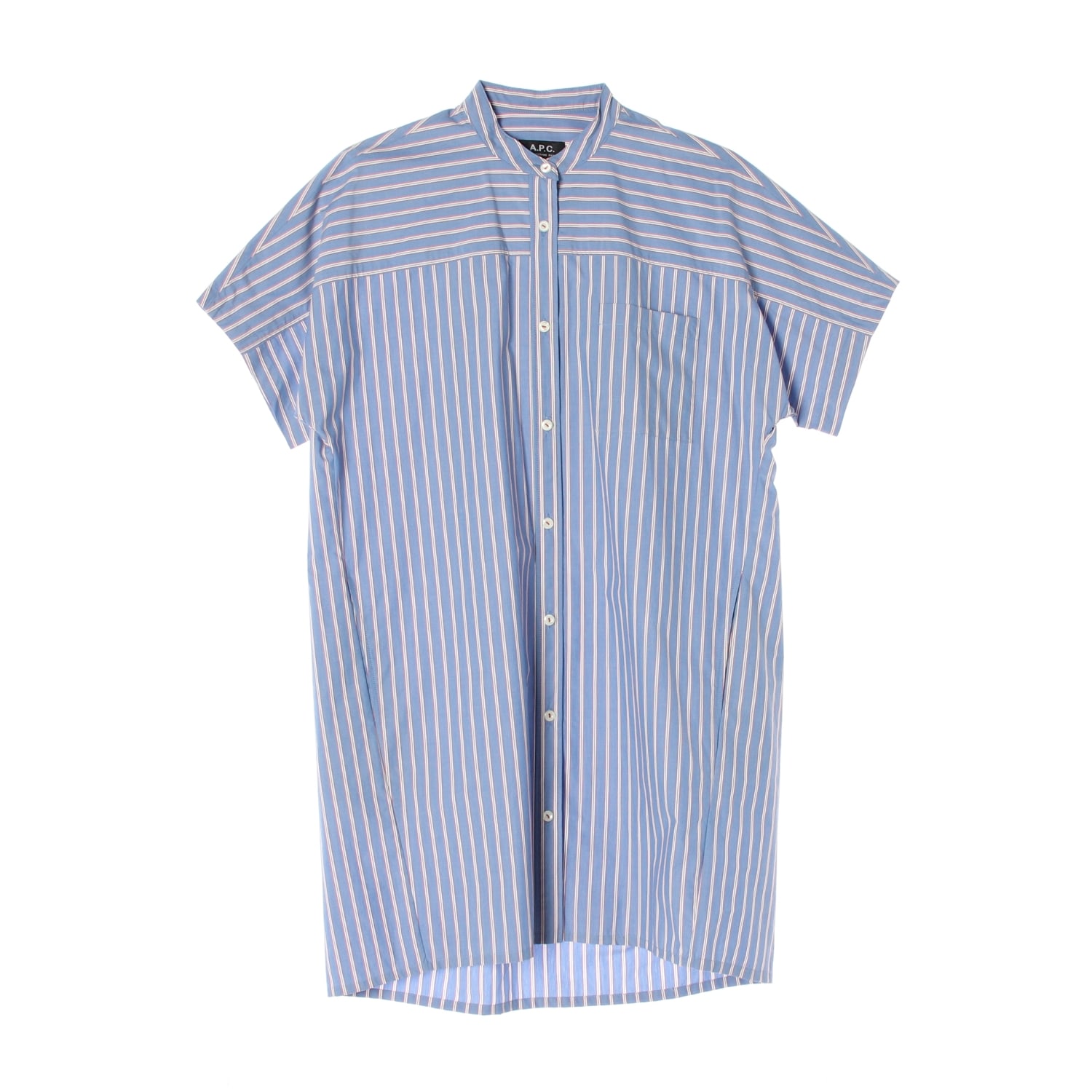 아페쎄 APC 23SS 스트라이프 코튼 반팔 셔츠 롱 원피스 스카이블루 이미지 1