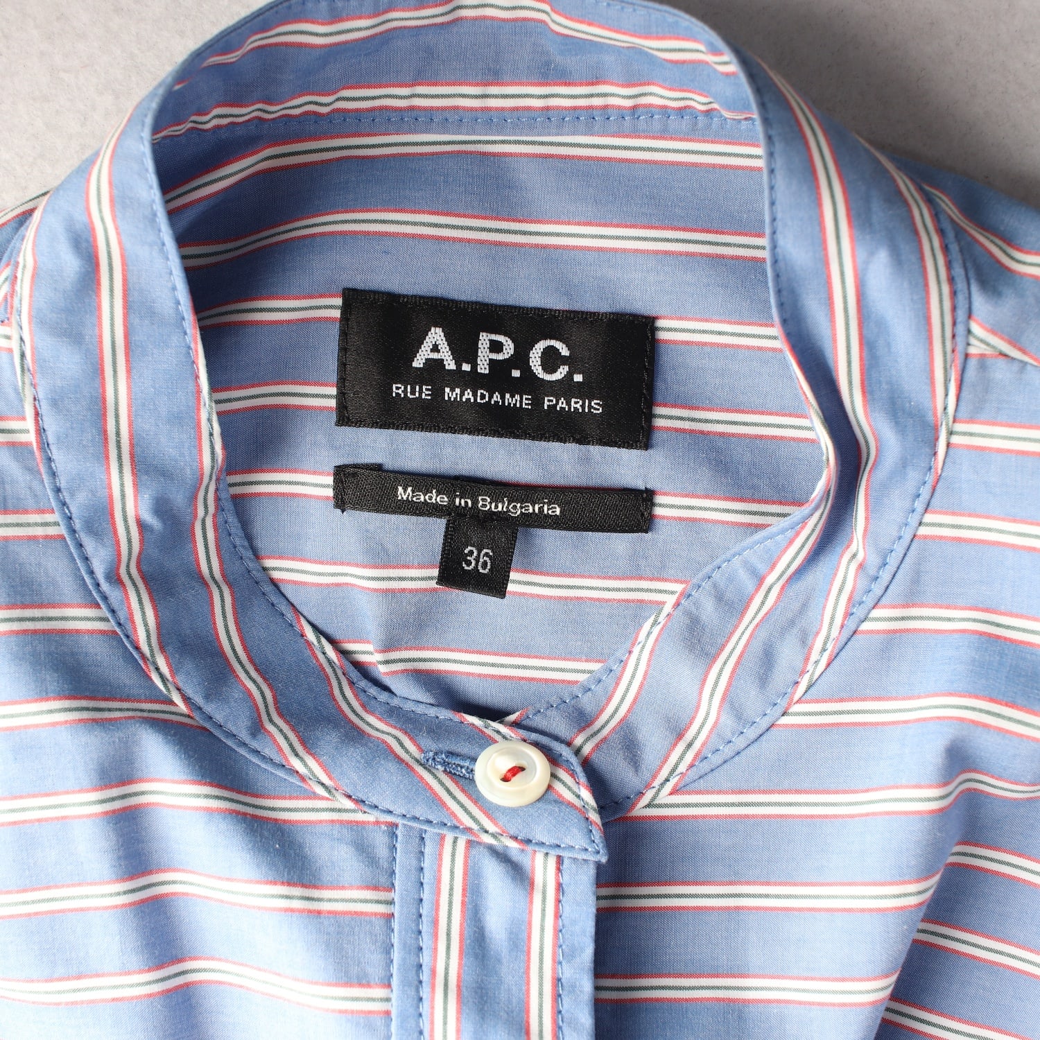 아페쎄 APC 23SS 스트라이프 코튼 반팔 셔츠 롱 원피스 스카이블루 이미지 3
