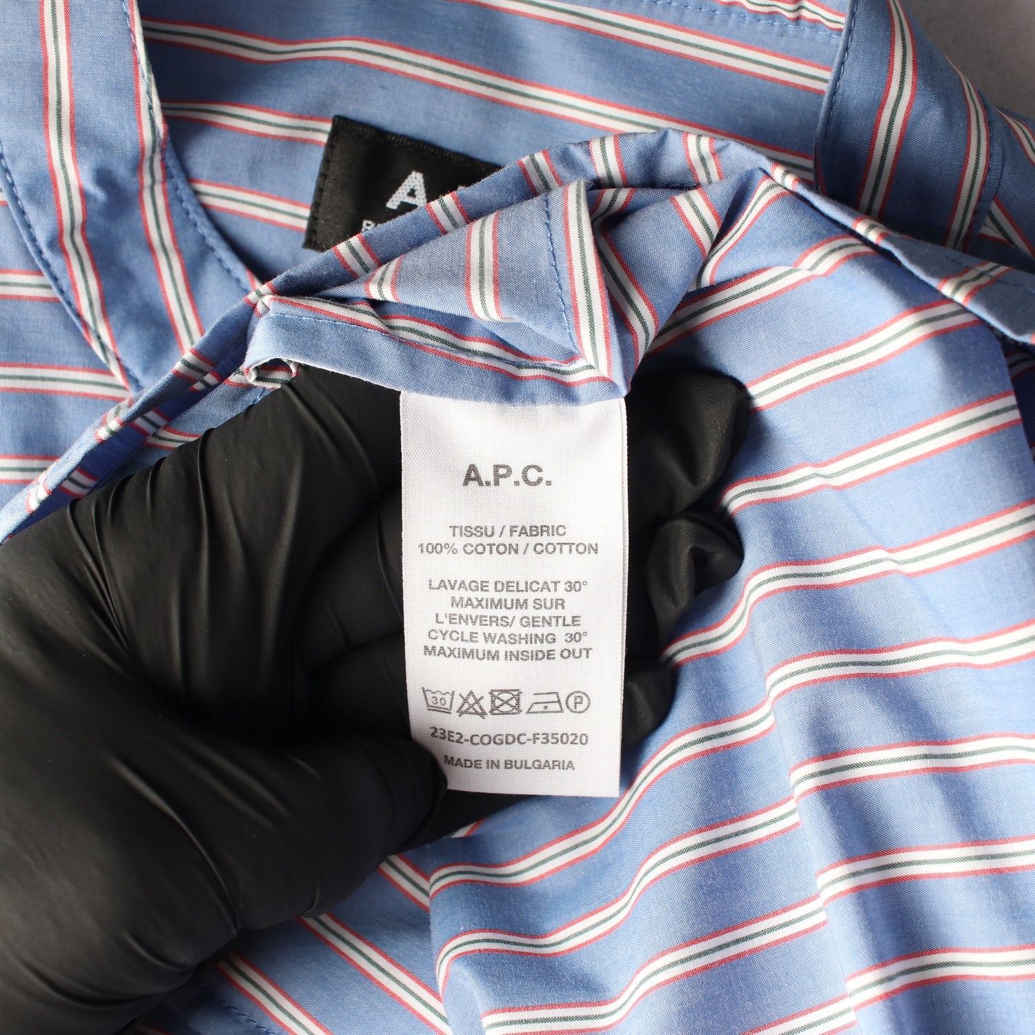 아페쎄 APC 23SS 스트라이프 코튼 반팔 셔츠 롱 원피스 스카이블루 이미지 4