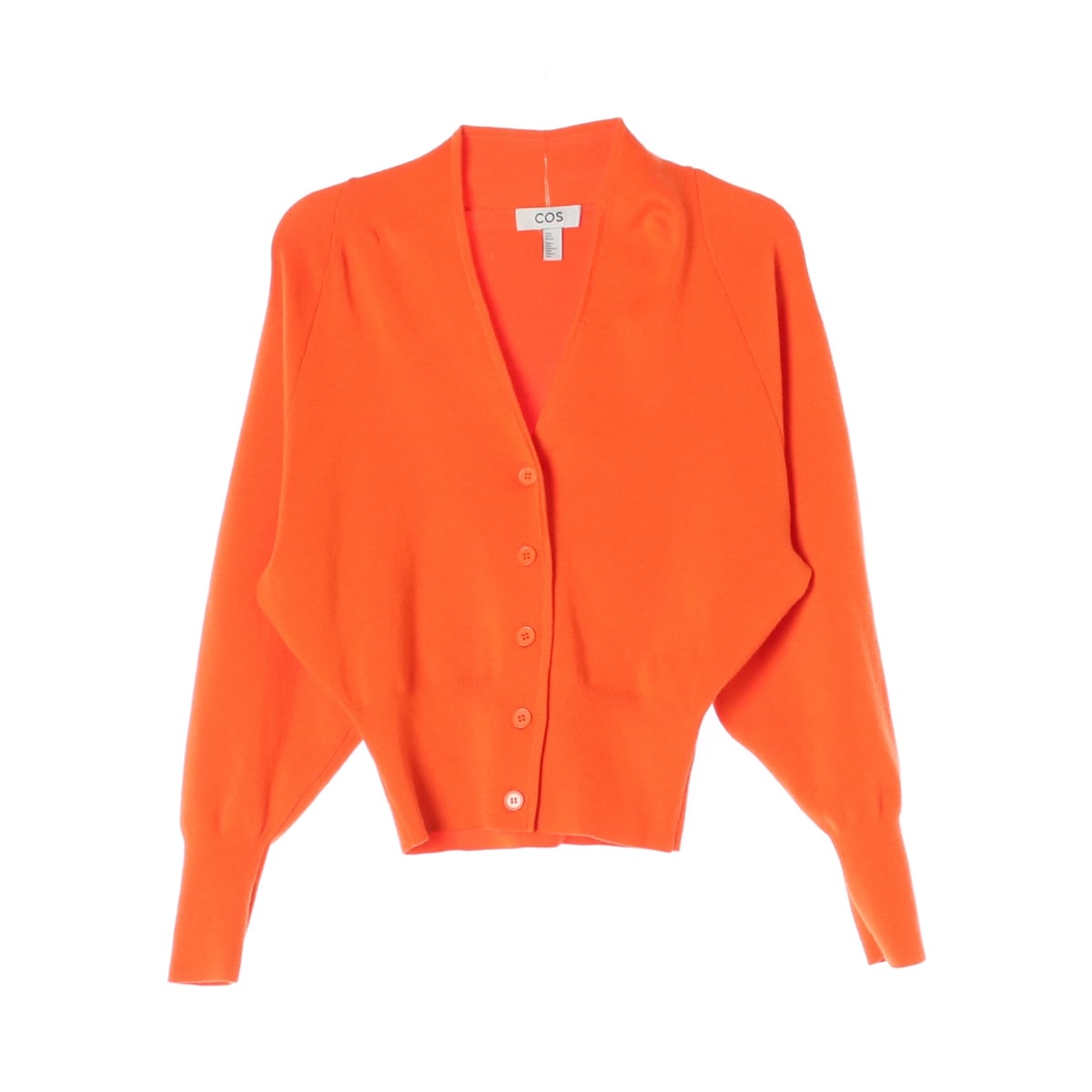 코스 22FW 울 블렌드 V넥 크롭 가디건 오렌지 상세 이미지 1