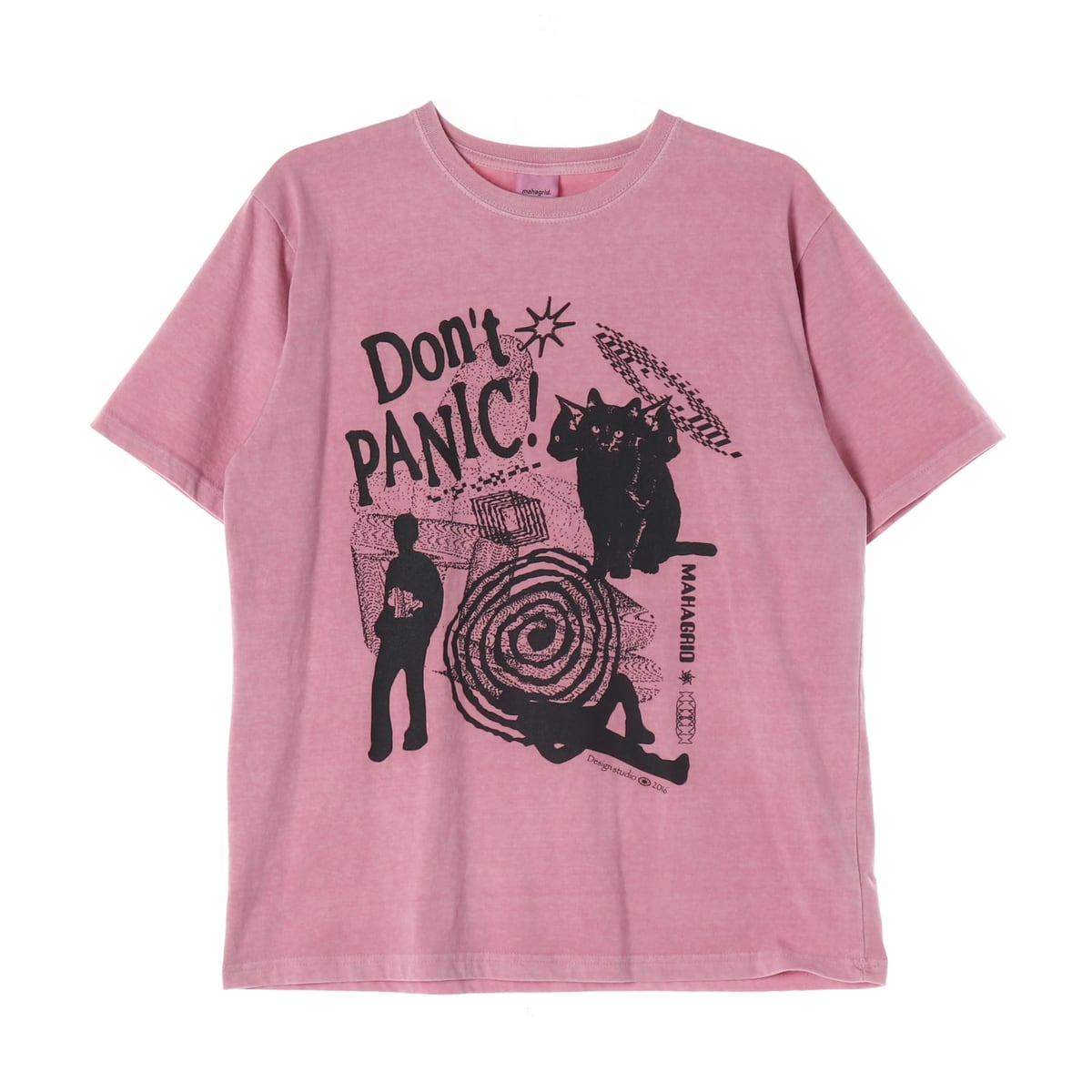 마하그리드  DON’T PANIC 피그먼트 반팔 티셔츠 핑크 상세 이미지 1