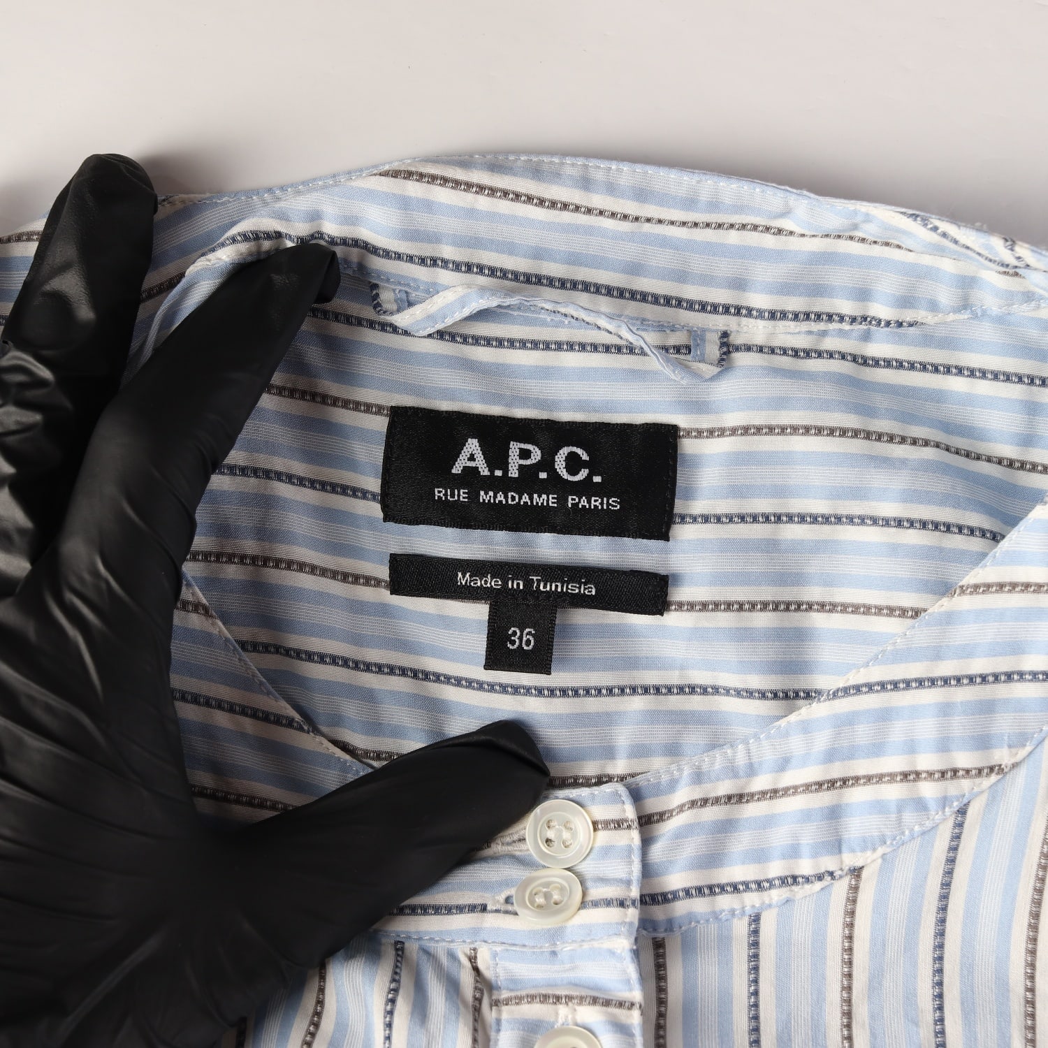 아페쎄 APC 스트라이프 벨티드 면 실크 셔츠 원피스 이미지 3