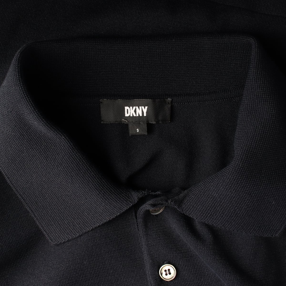 디케이엔와이 DKNY 23SS 코튼 니트 카라 반팔 니트 티셔츠 네이비 상세 이미지 3
