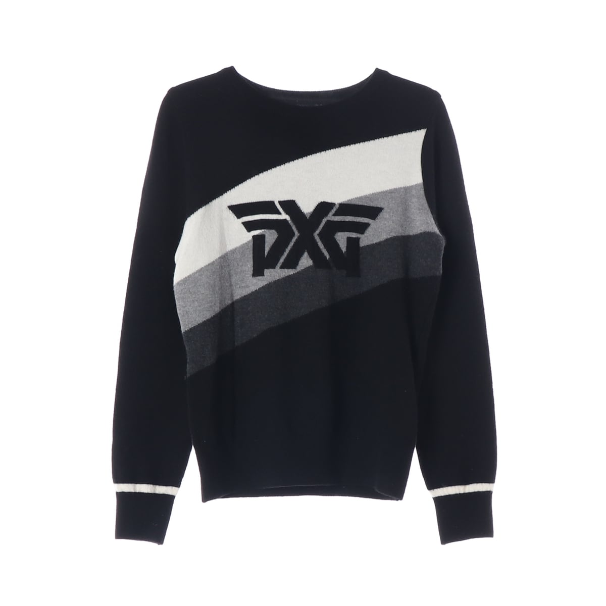 피엑스지 PXG 골프 빅 로고 울 100% 라운드 니트 스웨터 블랙 상세 이미지 1