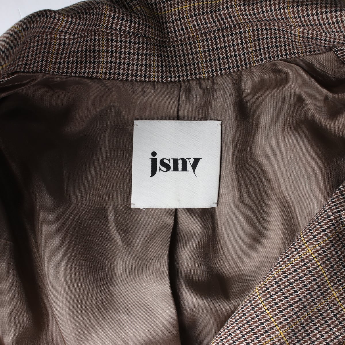 제이에스엔와이 JSNY 체크 패턴 스트랩 블레이저 재킷 상세 이미지 4