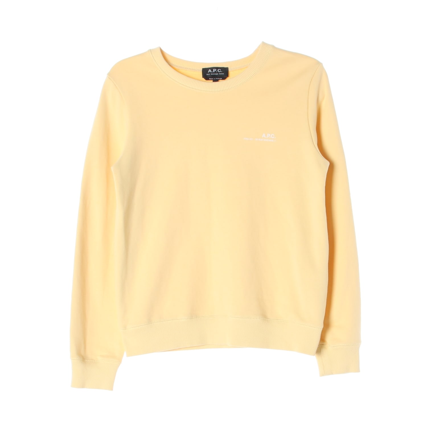 아페쎄 APC 21SS 미니 로고 크루넥 면 맨투맨 스웨트셔츠 라이트옐로우 이미지 1