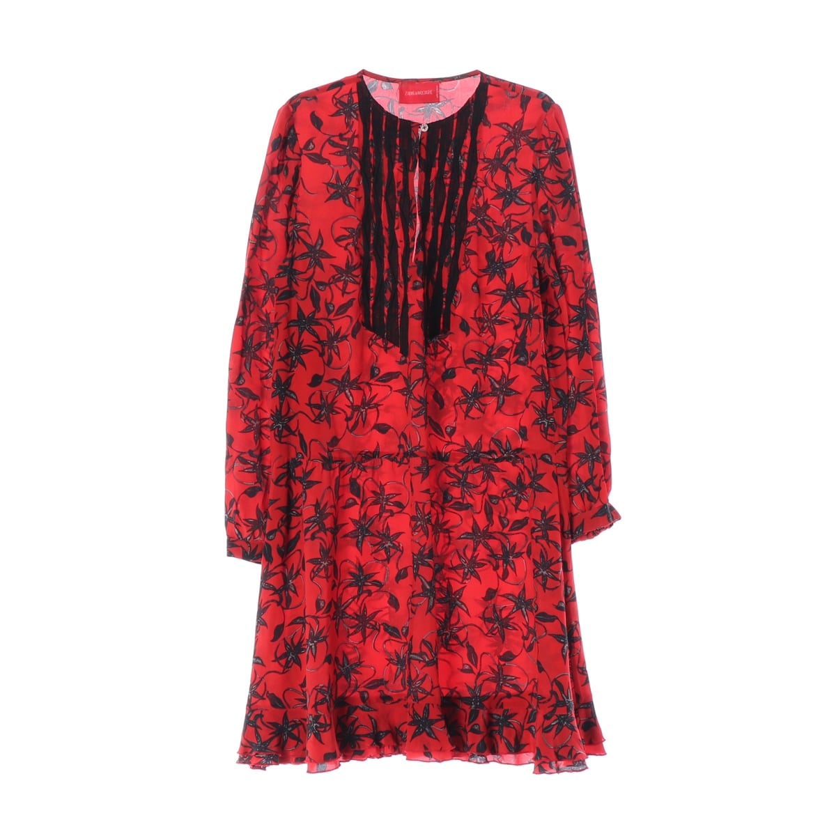 쟈딕앤볼테르 23SS REMUS PRINT 실크 100% 롱 원피스 레드 상세 이미지 1